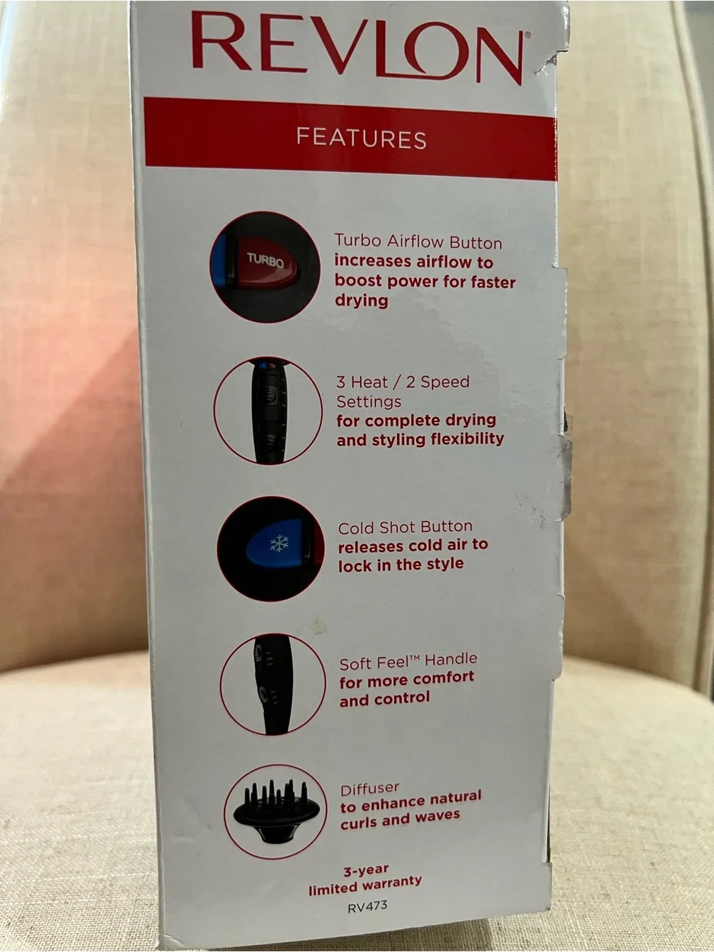 Revlon Turbo Hair Dryer with Volumizing Diffuser Attachment